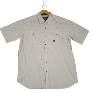 Koman Jeans Mens Striped Short Sleeve Button‎ Up Shirt 2XL Casual Workwear